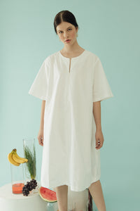 FRONT ZIP DRESS - WHITE