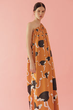 Load image into Gallery viewer, ONE SHOULDER OSTRICH DRESS
