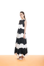 Load image into Gallery viewer, STRIPES GATHERED LONG DRESS
